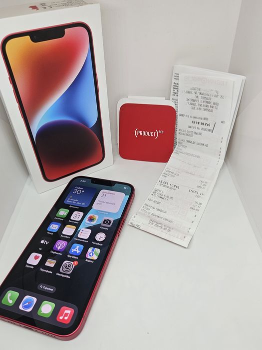 iPhone 14 Red 128GB 76% Кутия+Документи +2бр.кейсове