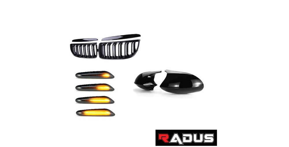 Grile nari duble BMW E90 E91 Non FL negru lucios, piano