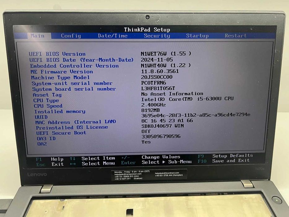 Laptop SH Piese/Incomplet Lenovo Thinkpad T470s