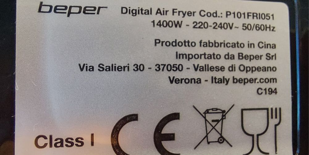 Еър фрайър  Air Fryer с горещ въздух  BEPER, 5 л + подарък