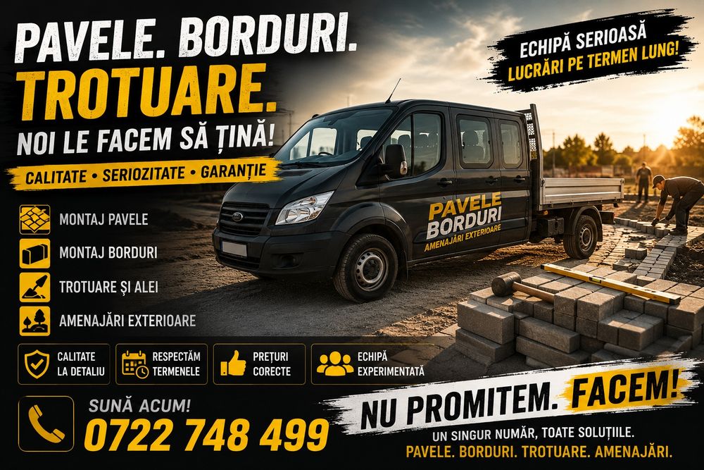 MONTAJ PAVELE • BORDURI • TROTUARE • ALEI | De la 35 lei/mp | Echipă serioasă