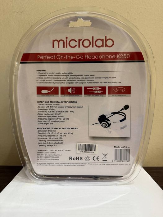 Наушники   Microlab K250