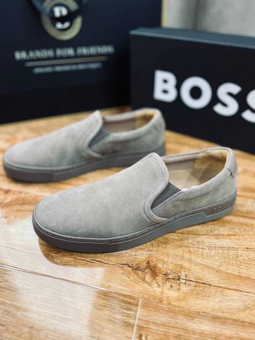 BOSS мужские слипоны из натуральной замши РАЗМЕР 42