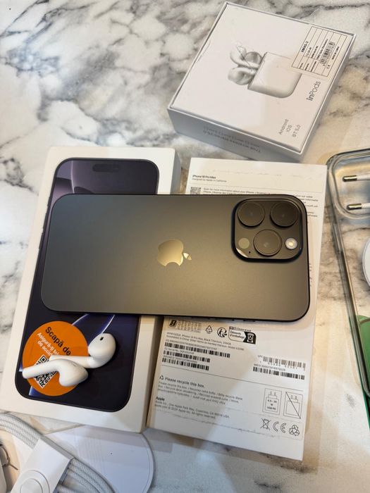 iPhone 16 PRO MAX Garanție Cutie Factura Sim Fizic 256gb 92%baterie luat de nou Fara probleme Fara Piese Schimbate Fara lovituri  Dual Sim Liber Rețea