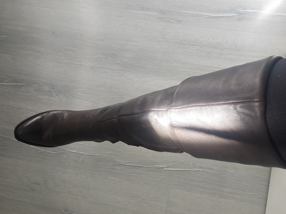Кафяви високи кожени ботуши Gianni, 39