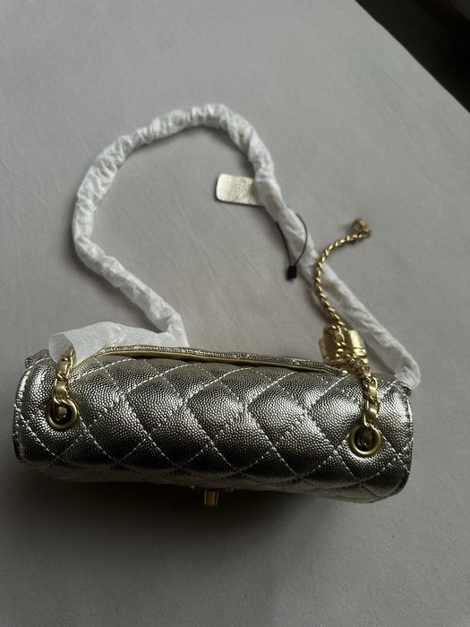 Chanel Mini CC Crush Flap Bag Light Gold Metallic Caviar