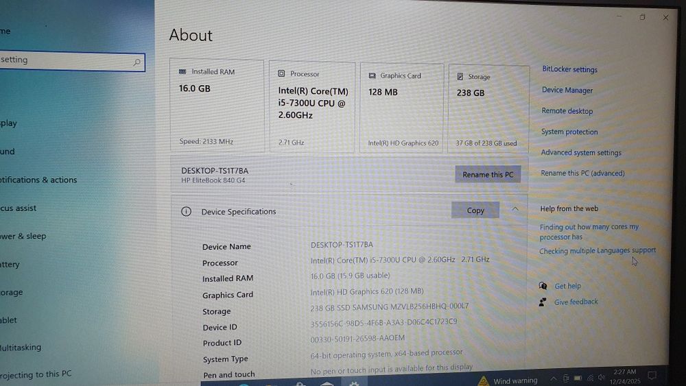 Laptop HP Elitebook 840 G4 cu i5 gen 7