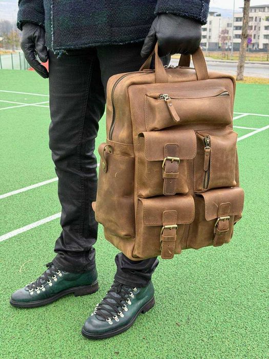 Rucsac din piele. Piele vintage autentică CrazyHorse. Nou