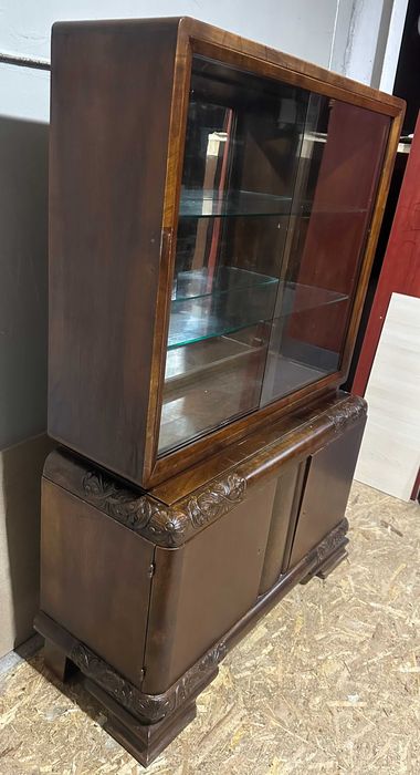 Vitrina Vintage Stil ArtDeco; Comoda cu vitrina din lemn