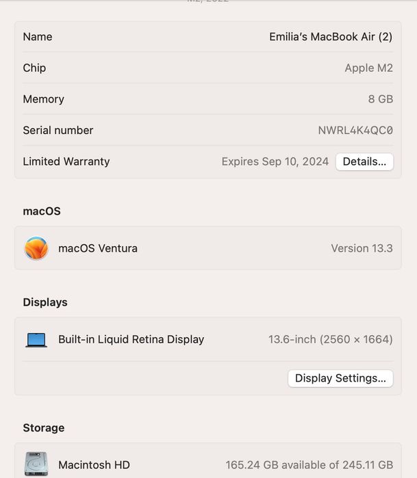 2023 MacBook Air 13.6inch в Гаранция