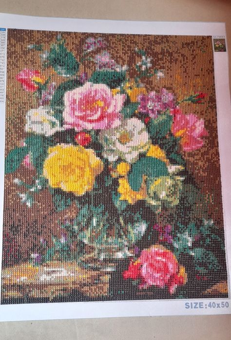 Изработени диамантени гоблени-Ваза с рози,Заря , Планински пейзаж и кр