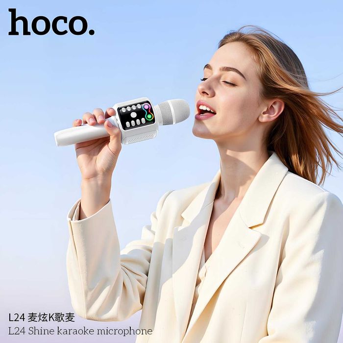 Hoco L24 Караоке Микрофон с Bluetooth-колонкой и RGB-подсветкой