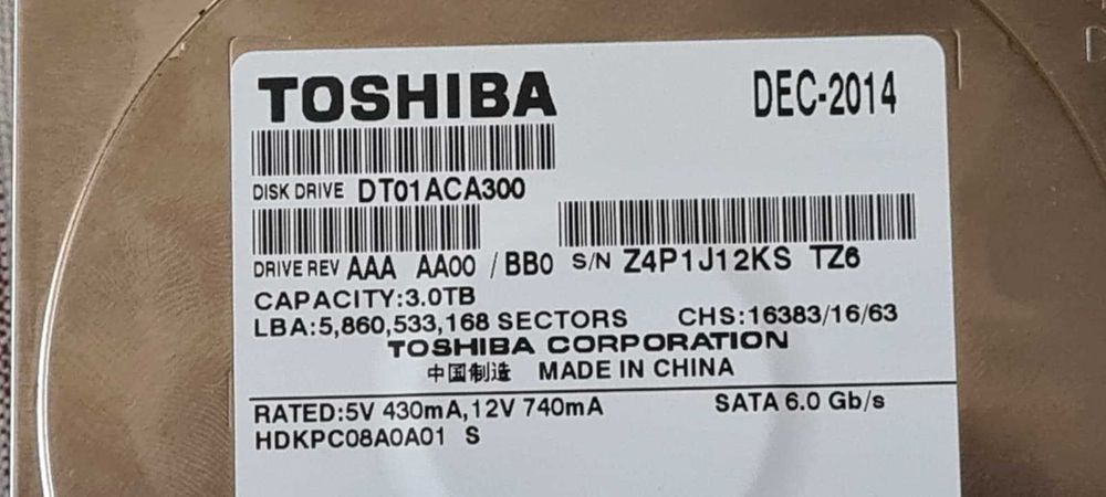 Hard Disk de 3 Tb pentru PC,putin folosit,stare excelenta