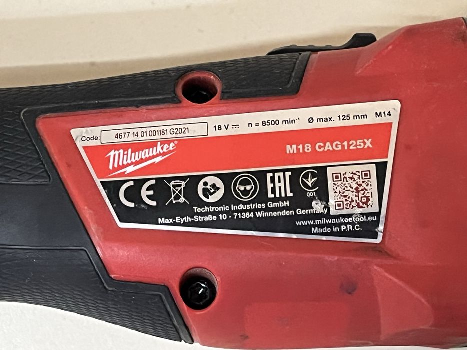 Акумулаторен Ъглошлайф Milwaukee M18 Cag125x + Батерия