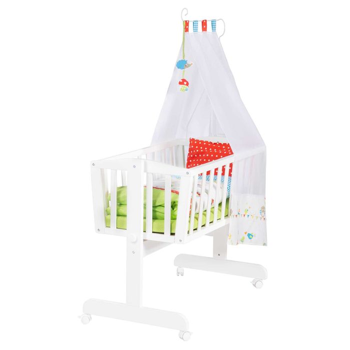 Легло за бебе Кошара  люлка на колелца с балдахин матрак 40x90 НОВА