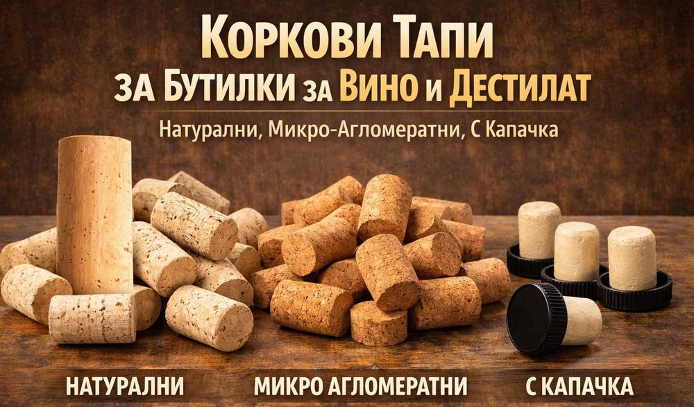 Стъклени бутилки тапи и кашони различни видове