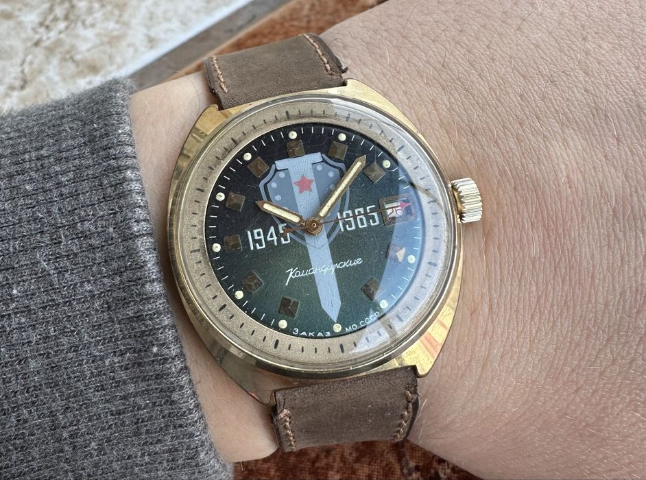 Сьветски механичен  позлатен часовник командирские заказ МО СССР