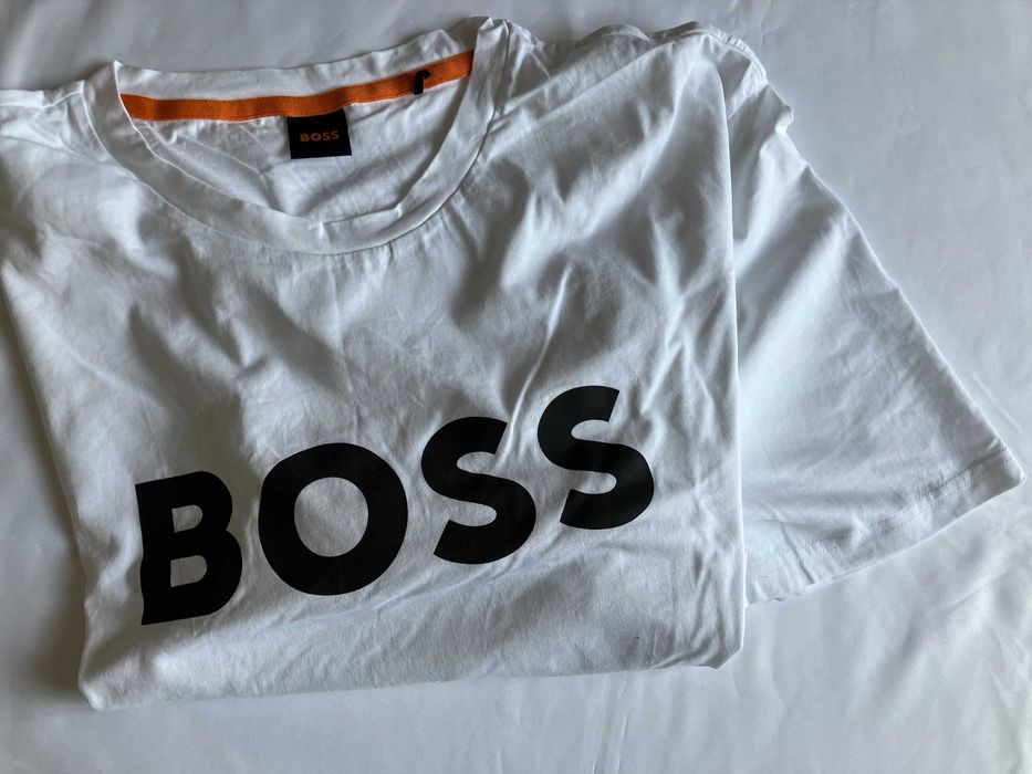 Бяла мъжка тениска BOSS,  размер: 5XL