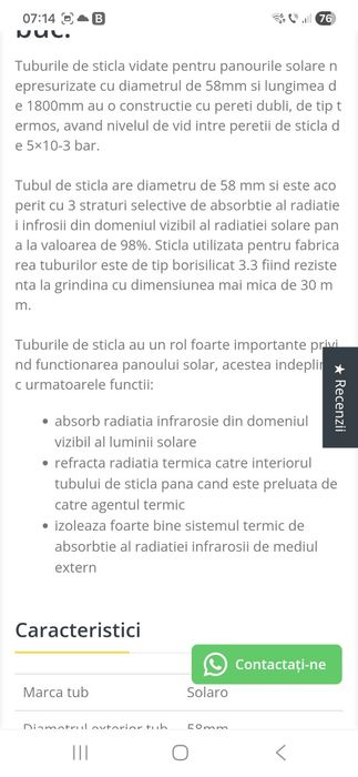 Tuburi Panouri solare Noi Solaro 58x1800