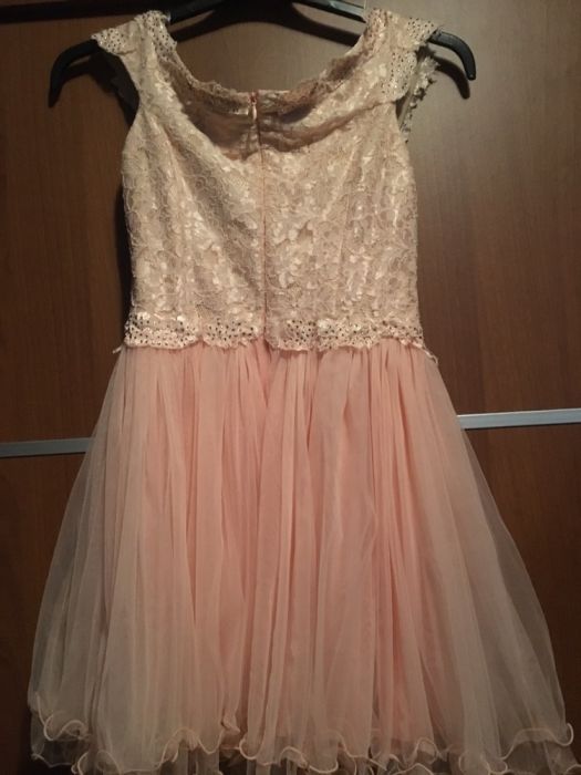 Rochie banchet roz pudrat / nude / nuntă / botez / ocazie / bal / club