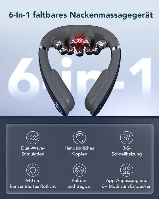 aparat masaj cervical pliabil SKG G7PRO-FOLD! Masaj 9D cu caldura si vibratii, fara fir, portabil. Ideal pentru acasa, birou sau masina. Nou
