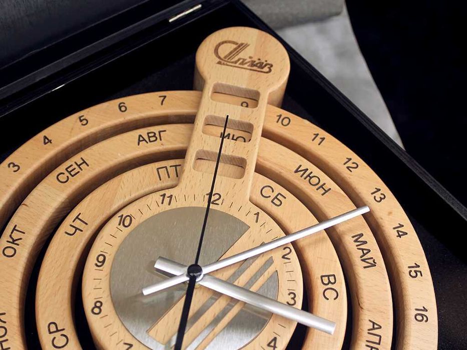 Деревянный Календарь с часами на заказ, Стильный подарок, Ваш логотип