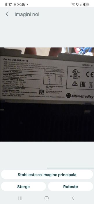 Convertizor de frecventa Allen Bradley 22A-D8P7N104 PowerFlex 4 3.7 kW