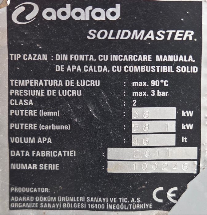 Centrala termica pe lemne ADARAD SOLIDMASTER – 38 kW