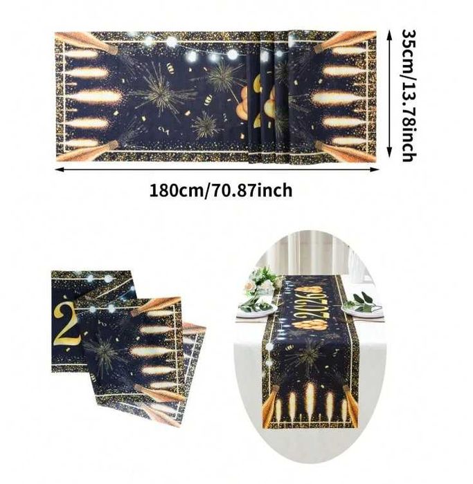 Fata de masa centrala Revelion 2026, 35x180cm