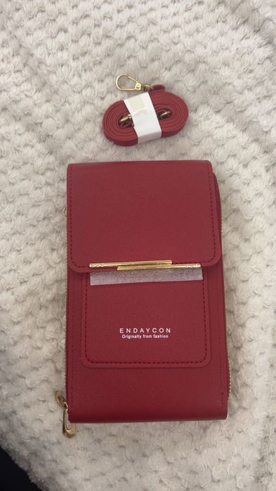 Чанта-портмоне в черно и бордо