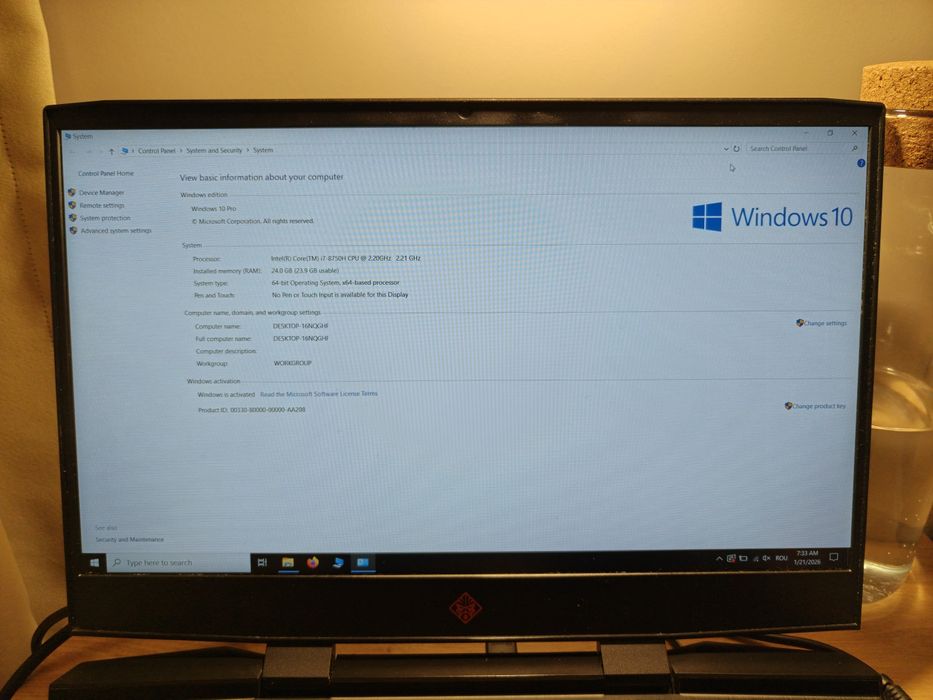 LAPTOP HP OMEN, 15-dc0014q, 24gb ram, 750 ssd, i7, 1050ti