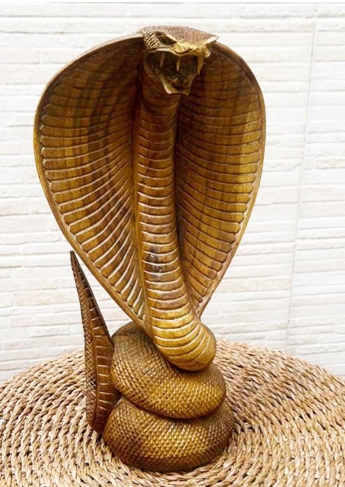 Sculptura,cobra din lemn masiv minunat accesoriu camera lucratura inte
