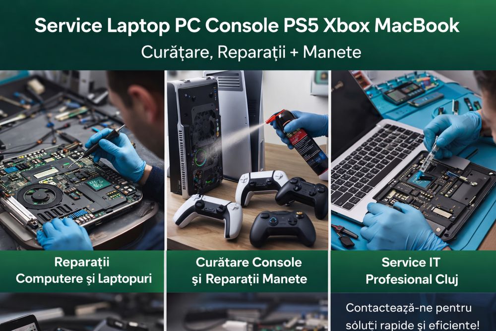 Service IT Cluj -Laptop Pc Console PS5 Xbox MacBook/Curatare+Reparatii