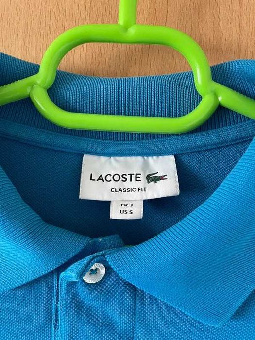 Tricou polo albastru din bumbac Lacoste