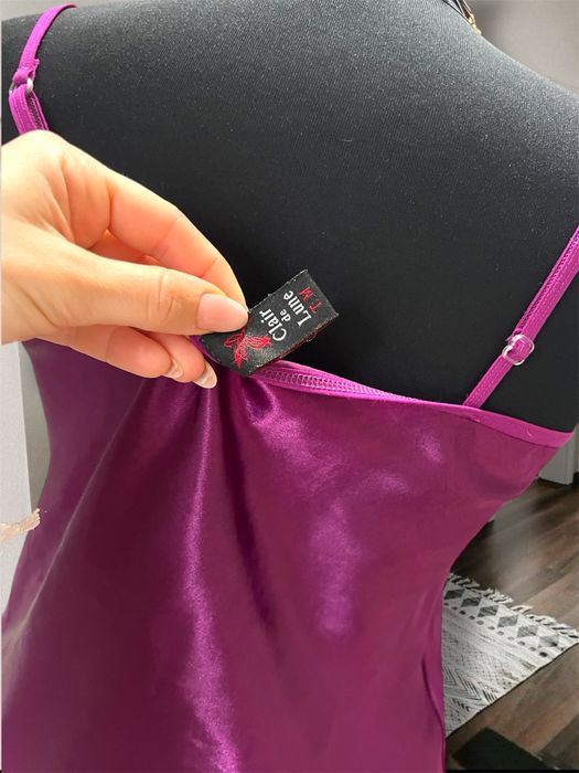 Maiou lenjerie intimă top noapte violet satinat Claire de Lune
