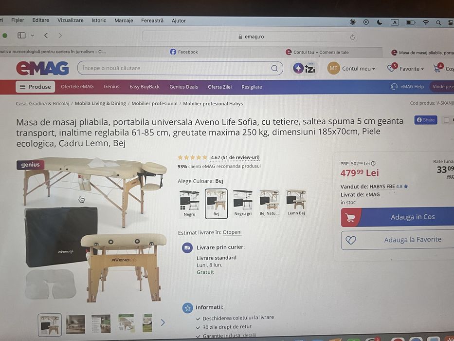 Masa masaj pliabila, Aveno Life Sofia