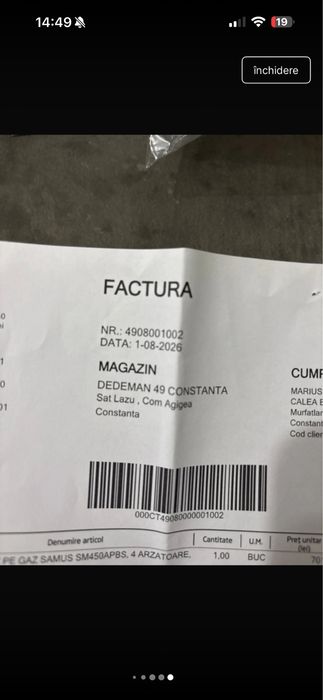 Aragaz samus ca nou