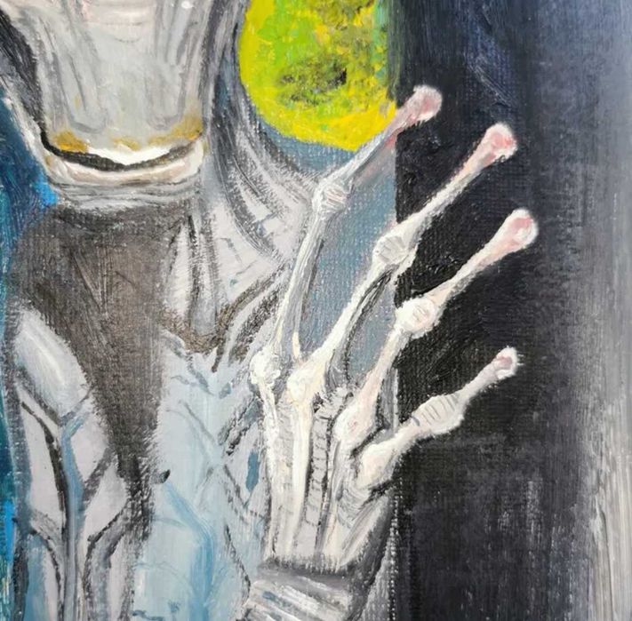 Tablou original ulei pe pânză, extraterestru