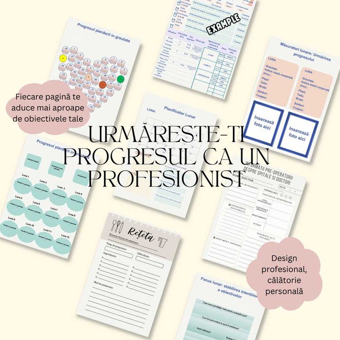 Jurnal si Planificator Bariatric - 219 Pagini Gastric Sleeve/Bypass