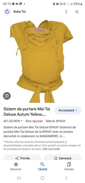 Sistem Purtare, Bykay, Mei Tai Deluxe, 3.5-18KG, Autumn Yellow, nou