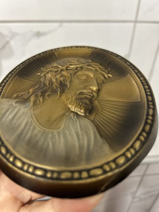 Исус метал пано икона религия релеф, 14 см/ 11 см