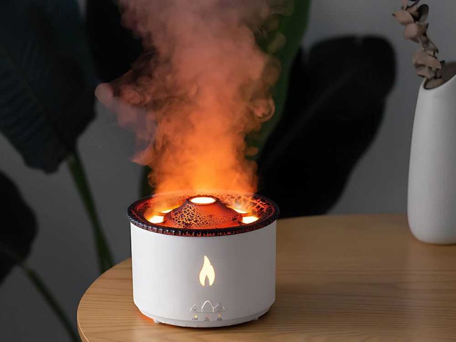 Difuzor de aroma si umidificator Vulcan iluminare flacara LED 360ml