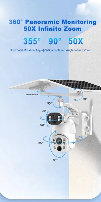 Камера наблюдения 50х Зум. Солнечная.  Онлайн 4G/WiFi.