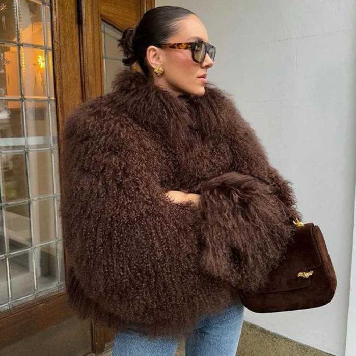 Палто от истинска монголска вълна XL