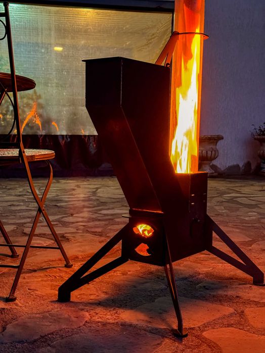 Soba cu flacara in tub de sticla 150 cm Incalzitor terasa peleti