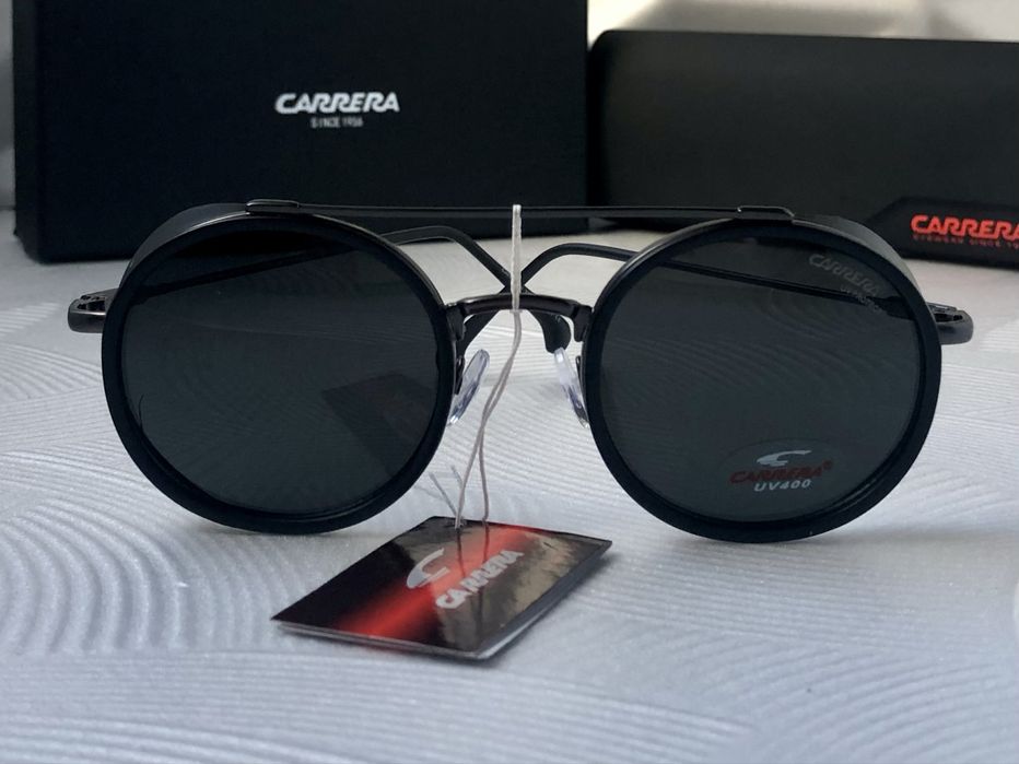 Мъжки слънчеви очила кръгли  2 цвята черни мат лак