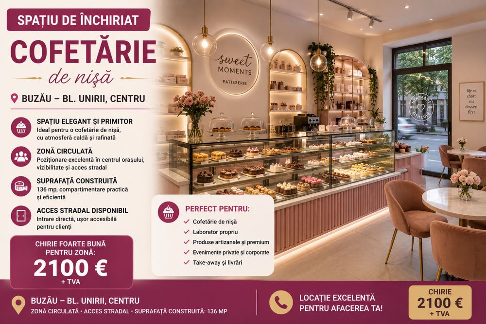 Inchiriere spatiu comercial/109mp/Unirii/farmacie/cofetarie/market