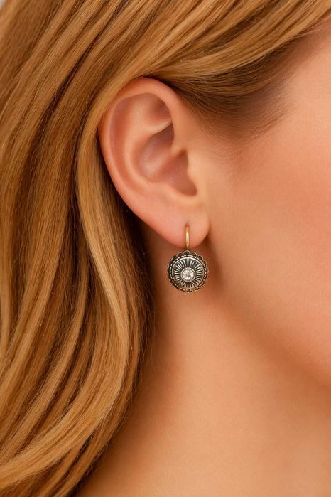 Cercei Antici „Soleil” – Aur 18K & Diamante Rose Cut (cca. 1890)