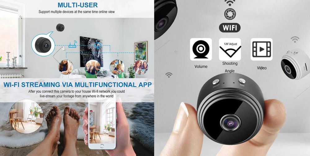 Camera Supraveghere 720P, Wide-Angle 150°, Infrarosu MicroSD WiFi Noua