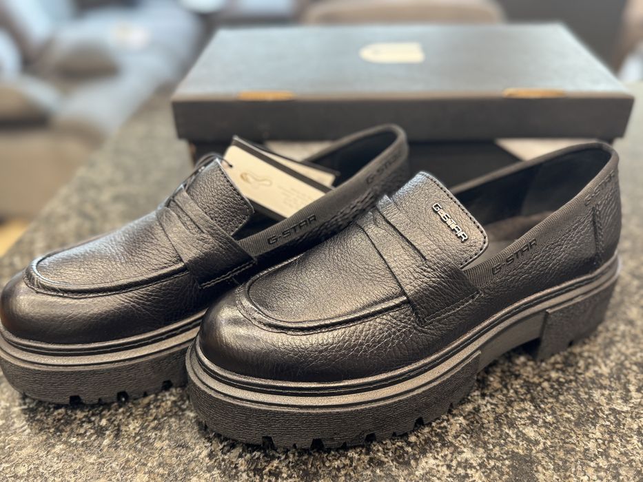 Черни кожени мокасини G star